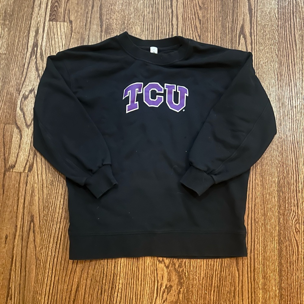 Women’s Size 4 Lululemon TCU Horned Frogs Black Crewneck Sweatshirt EUC